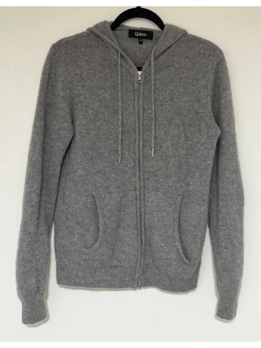 Quince Women’s Gray 100% Cashmere Full Zip Hoodie Sweater Size Small Pockets - Picture 2 of 8